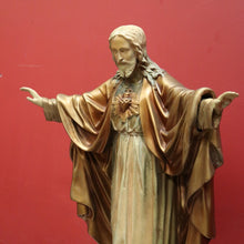 Load image into Gallery viewer, x SOLD A large Gilt Tone Sacred Heart of Jesus Statue, Jesus with out stretched arm, Christ B11521