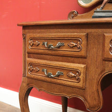 Load image into Gallery viewer, x SOLD French Oak Dressing Table, Mirror Back Five Drawer Desk or Vanity with Mirror. B11472