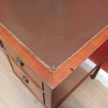Load image into Gallery viewer, x SOLD Vintage English Desk, or Flame Mahogany Office Desk with Leather Insert Top. B11991