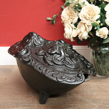 Load image into Gallery viewer, Antique French Cast Iron and Enamel Coal Scuttle, Magazine holder or kindling box. B11529