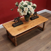 Load image into Gallery viewer, x SOLD Vintage French Oak Turned Leg Coffee Table with Stretcher Base. B11689