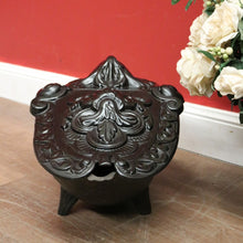 Load image into Gallery viewer, Antique French Cast Iron and Enamel Coal Scuttle, Magazine holder or kindling box. B11529