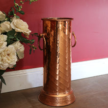 Load image into Gallery viewer, x SOLD Vintage copper Walking Stick or Umbrella Holder with Ring Handles. B11547