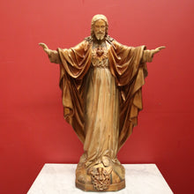 Load image into Gallery viewer, x SOLD A large Gilt Tone Sacred Heart of Jesus Statue, Jesus with out stretched arm, Christ B11521