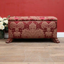 Load image into Gallery viewer, Vintage French Mahogany and Fabric Button Seat Blanket Box of End-of-bed Seat. B11908