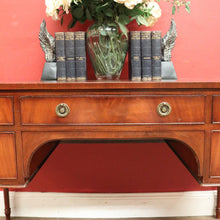 Load image into Gallery viewer, x SOLD Vintage English Desk, or Flame Mahogany Office Desk with Leather Insert Top. B11991