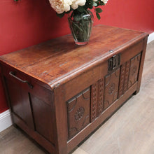 Load image into Gallery viewer, Antique Oak French Coffer or Blanket Box, End-of-Bed Trunk or Chest or Storage Box. B11316