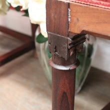 Load image into Gallery viewer, x SOLD A Pair of Antique French church Chairs, Hall Chairs, Rosewood and Fabric Chairs. B11950