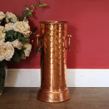 Load image into Gallery viewer, x SOLD Vintage copper Walking Stick or Umbrella Holder with Ring Handles. B11547