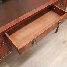 Load image into Gallery viewer, x SOLD Vintage English Desk, or Flame Mahogany Office Desk with Leather Insert Top. B11991