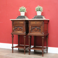 Load image into Gallery viewer, x SOLD Pair of Antique French Lamp Tables, Bedside Cabinets, Marble Top Bedsides. B11525