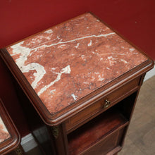 Load image into Gallery viewer, x SOLD A Pair of Antique French Bedside Cabinets or Lamp or Side Tables, Mahogany and Marble. B11961