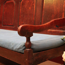 Load image into Gallery viewer, x SOLD Antique Georgian Hall Settle, English Oak Verandah Chair, Hall Chair, Cushion. B11912