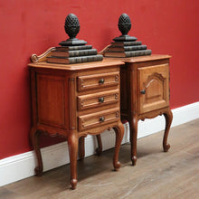 Load image into Gallery viewer, x SOLD Pair of Vintage French Bedside Cabinets or Lamp Tables, One Drawers, One a Cupboard B11561