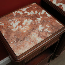 Load image into Gallery viewer, x SOLD A Pair of Antique French Bedside Cabinets or Lamp or Side Tables, Mahogany and Marble. B11961