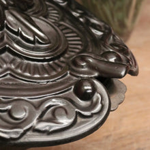 Load image into Gallery viewer, Antique French Cast Iron and Enamel Coal Scuttle, Magazine holder or kindling box. B11529