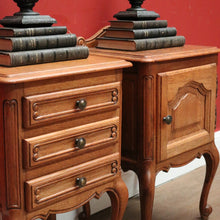 Load image into Gallery viewer, x SOLD Pair of Vintage French Bedside Cabinets or Lamp Tables, One Drawers, One a Cupboard B11561