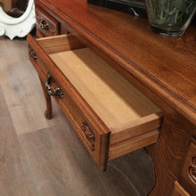 Load image into Gallery viewer, x SOLD French Oak Dressing Table, Mirror Back Five Drawer Desk or Vanity with Mirror. B11472