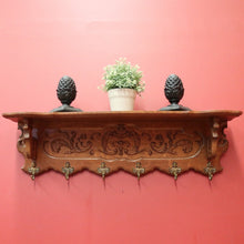 Load image into Gallery viewer, x SOLD Vintage French Oak and Brass Coat Rack, Scarf, Hat and Umbrella Holder. B11885
