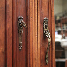 Load image into Gallery viewer, x SOLD Antique French Walnut and Mirror Armoire Wardrobe with Carved Floral detail. B11535