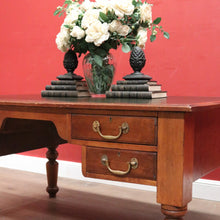 Load image into Gallery viewer, x SOLD Antique English Mahogany Office Desk, Four Drawer Leather Top, Brass Handle Desk. B11985