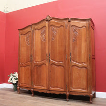 Load image into Gallery viewer, x SOLD Antique French Oak Four-Door Armoire Wardrobe, Linen Press, Cabinet or Cupboard. B11750