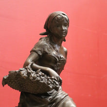 Load image into Gallery viewer, x SOLD Antique French Spelter of a Maiden holding a Basket, Louis Emile Cana 1845-1895. B11633