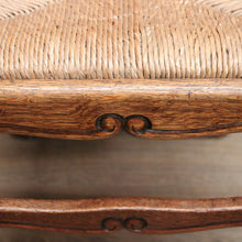 Load image into Gallery viewer, x SOLD A Set of Six Oak and Rush Seat Antique French Chairs, Kitchen or Dining Room. B11549