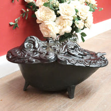 Load image into Gallery viewer, Antique French Cast Iron and Enamel Coal Scuttle, Magazine holder or kindling box. B11529