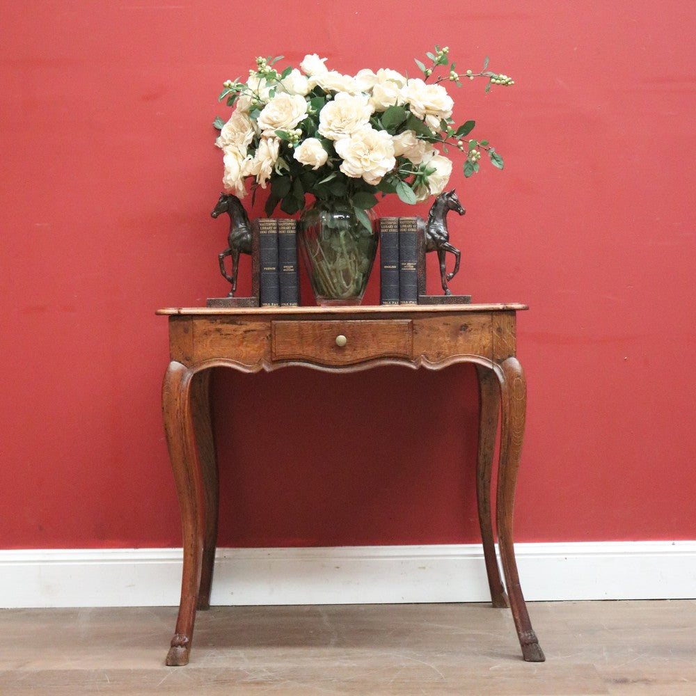 An Antique French Oak Hall Table, Entry Table, Ladies Desk with a Drawer to the Apron. B11836