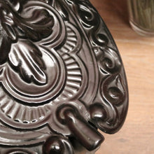 Load image into Gallery viewer, Antique French Cast Iron and Enamel Coal Scuttle, Magazine holder or kindling box. B11529