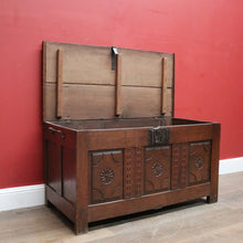 Load image into Gallery viewer, Antique Oak French Coffer or Blanket Box, End-of-Bed Trunk or Chest or Storage Box. B11316