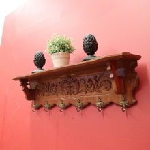 Load image into Gallery viewer, x SOLD Vintage French Oak and Brass Coat Rack, Scarf, Hat and Umbrella Holder. B11885