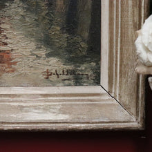 Load image into Gallery viewer, x SOLD Vintage Antique Dutch Painting, Framed Oil on Board, Fishing Boats Ships Docking. B11413