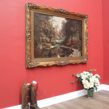 Load image into Gallery viewer, x SOLD Vintage to Antique French Framed Oil on Canvas. Dense Forest Scene and Brook. B11522