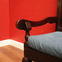 Load image into Gallery viewer, Antique Georgian Hall Settle, English Oak Verandah Chair, Hall Chair, Cushion. B11912
