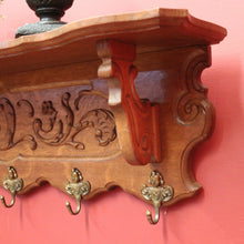 Load image into Gallery viewer, x SOLD Vintage French Oak and Brass Coat Rack, Scarf, Hat and Umbrella Holder. B11885