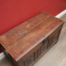 Load image into Gallery viewer, Antique Oak French Coffer or Blanket Box, End-of-Bed Trunk or Chest or Storage Box. B11316
