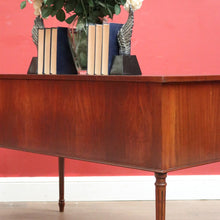 Load image into Gallery viewer, x SOLD Vintage English Desk, or Flame Mahogany Office Desk with Leather Insert Top. B11991