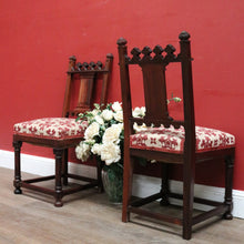 Load image into Gallery viewer, x SOLD A Pair of Antique French church Chairs, Hall Chairs, Rosewood and Fabric Chairs. B11950