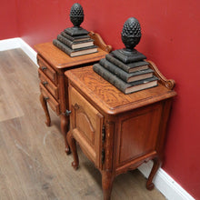 Load image into Gallery viewer, x SOLD Pair of Vintage French Bedside Cabinets or Lamp Tables, One Drawers, One a Cupboard B11561