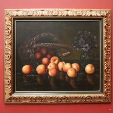 Load image into Gallery viewer, x SOLD Oil on Canvas, Hand-painted Still-life, Peaches, Gilt Frame. Signed to the Bottom Left. B11411