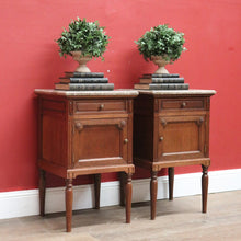 Load image into Gallery viewer, x SOLD Antique French Bedside Tables, Marble Top Lamp Tables or Side Tables or Cupboard. B11495