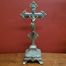 Load image into Gallery viewer, x SOLD Antique Silver Plate Crucifix, Cross, Jesus on the Cross, Home Worship or Devotion. B11591