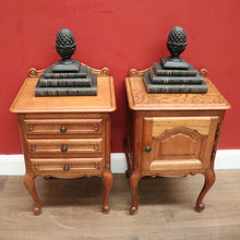 Load image into Gallery viewer, x SOLD Pair of Vintage French Bedside Cabinets or Lamp Tables, One Drawers, One a Cupboard B11561