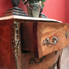 Load image into Gallery viewer, x SOLD Antique French Chest of Drawers, Walnut and Marble, Brass Handle 2-drawer Hall Cabinet Chest. B11699