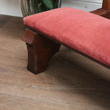 Load image into Gallery viewer, x SOLD Antique French Prayer Chair, Prie Dieu, with Church-themed sides and Rose Velvet Fabric. B11827