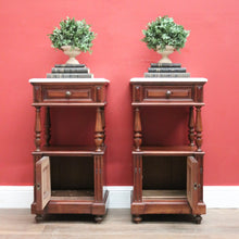 Load image into Gallery viewer, x SOLD Pair of Antique French Bedside Cabinet or Lamp Side Tables with Marble Tops. B11381