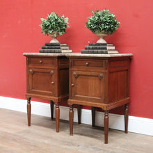 Load image into Gallery viewer, x SOLD Antique French Bedside Tables, Marble Top Lamp Tables or Side Tables or Cupboard. B11495