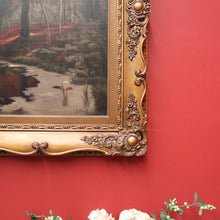Load image into Gallery viewer, x SOLD Vintage to Antique French Framed Oil on Canvas. Dense Forest Scene and Brook. B11522
